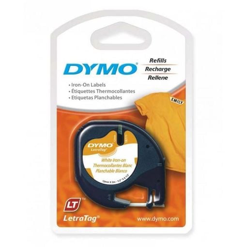 Εικόνα της Ταινία Ετικετογράφου Dymo Iron-on 12mm x 2m Μαύρα Γράμματα σε Λευκό Φόντο 18769 S0718850