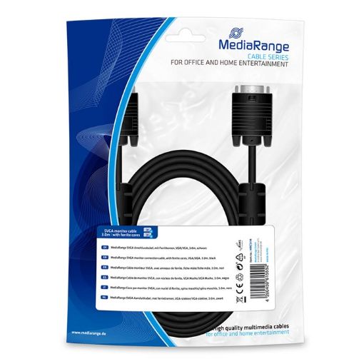 Εικόνα της Καλώδιο MediaRange SVGA Monitor VGA/VGA 3m Black MRCS114
