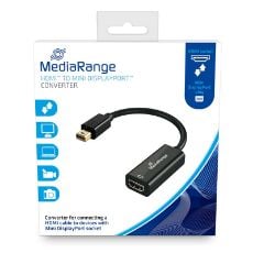 Εικόνα της Καλώδιο MediaRange HDMI High Speed to Mini DisplayPort Converter, Gold-Plated, HDMI socket/Mini DP plug, 10 Gbit/s data transfer rate, 15cm, Black MRCS176