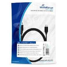 Εικόνα της Καλώδιο MediaRange Charge and Sync, USB 3.0 to USB Type-C plug, 1.8m, Black MRCS182