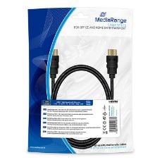 Εικόνα της Καλώδιο MediaRange HDMI High Speed with Ethernet connection, Gold-Plated, 18 Gbit/s data transfer rate, 1.0m, Cotton, Black MRCS195