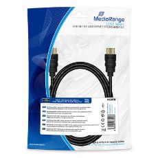 Εικόνα της Καλώδιο MediaRange HDMI High Speed with Ethernet, Gold-Plated, 18 Gbit/s data transfer rate, 2m, Cotton, Black MRCS196