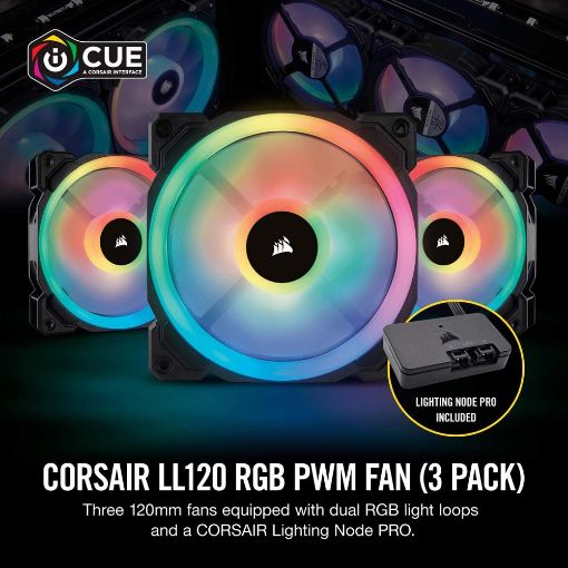 Εικόνα της Case Fan Corsair LL120 120mm RGB Dual Light Loop PWM 3-Pack w Lighting Node Pro CO-9050072-WW