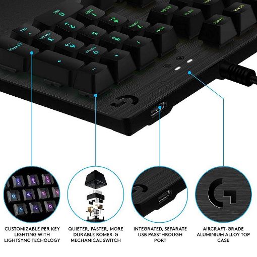 Εικόνα της Πληκτρολόγιο Logitech G512 RGB Mechanical Clicky GX Blue Switch Carbon 920-008946