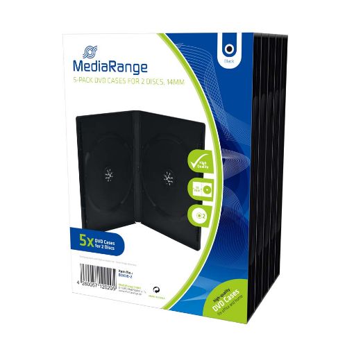 Εικόνα της MediaRange DVD Case for 2 discs 14mm Black Pack of 5  BOX30-2