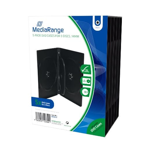 Εικόνα της MediaRange DVD Case for 3 discs 14mm Black Pack of 5 BOX35-3