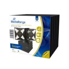 Εικόνα της MediaRange CD Jewelcase for 4 discs 22mm Black Pack of 5 BOX34-4