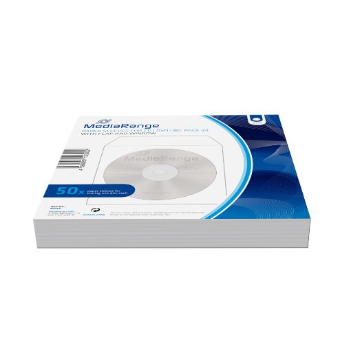 Εικόνα της MediaRange Paper Sleeves for 1 disc with Flap White Pack of 50 BOX65