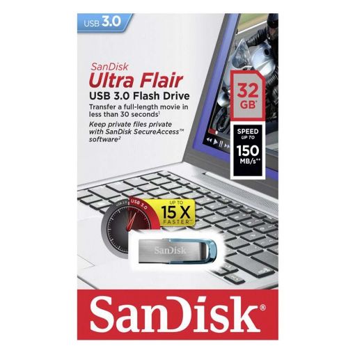 Εικόνα της SanDisk Ultra Flair USB 3.0 32GB Blue SDCZ73-032G-G46B
