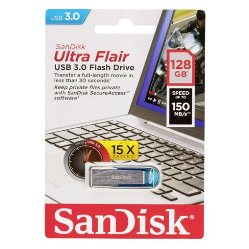 Εικόνα της SanDisk Ultra Flair USB 3.0 128GB Blue SDCZ73-128G-G46B
