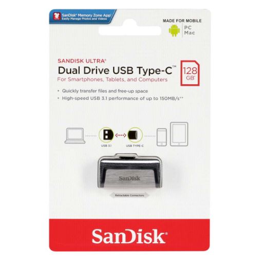 Εικόνα της SanDisk Ultra Dual USB 3.1 Type C 128GB Silver SDDDC2-128G-G46