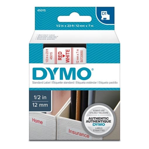 Εικόνα της Ετικέτες Dymo D1 Standard 12mm x 7m Red On White 45015 S0720550