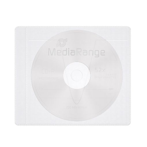 Εικόνα της MediaRange Adhesive-Backed Fleece Sleeves for 1 disc White/Semi-Clear Pack 50 BOX69-50
