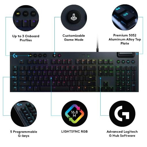 Εικόνα της Πληκτρολόγιο Logitech G815 Lightsync RGB Tactile Black (US) 920-008992