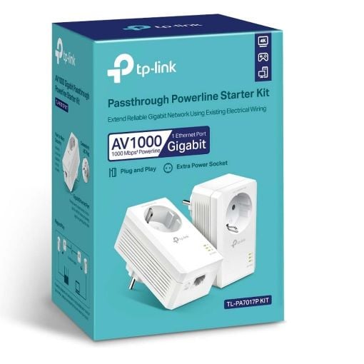 Εικόνα της Powerline Tp-Link TL-PA7017P Kit v4 AV1000 Passthrough Starter Kit (2-pack)