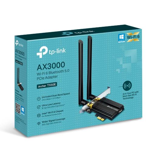 Εικόνα της Wireless Lan Card Tp-Link Archer TX50E v1 AX3000 Wi-Fi 6, Bluetooth 5.0 PCIe Adapter