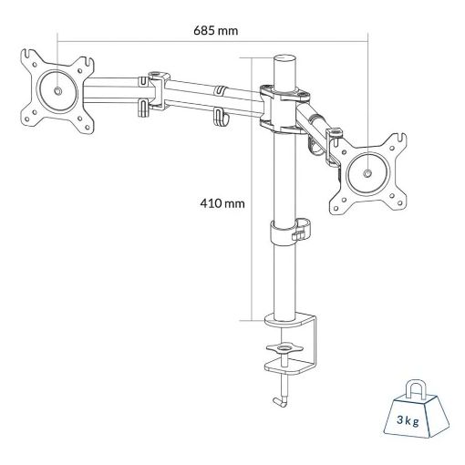 Εικόνα της Dual Monitor Arm with 4-Port USB Hub Arctic Z2 13-27'' AEMNT00040A
