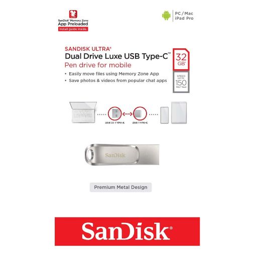 Εικόνα της SanDisk Ultra Dual Drive Luxe USB 3.1 Type-C 32GB SDDDC4-032G-G46