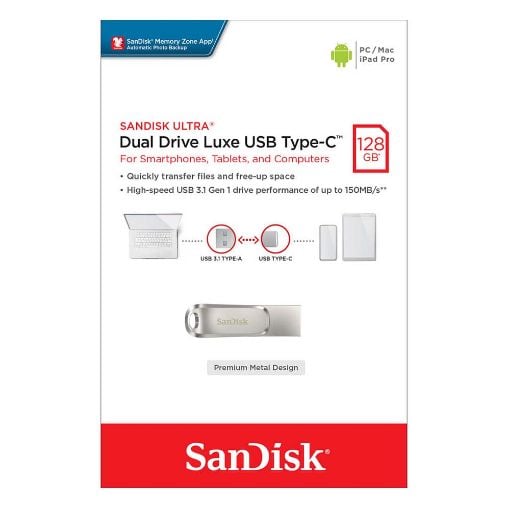 Εικόνα της SanDisk Ultra Dual Drive Luxe USB 3.1 Type-C 128GB SDDDC4-128G-G46