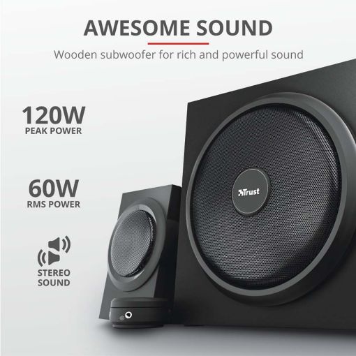 Εικόνα της Ηχεία Trust 2.1 Yuri 120W Black 23696