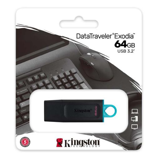 Εικόνα της Kingston DataTraveler Exodia 64GB USB 3.2 Flash Drive Black-Teal DTX/64GB
