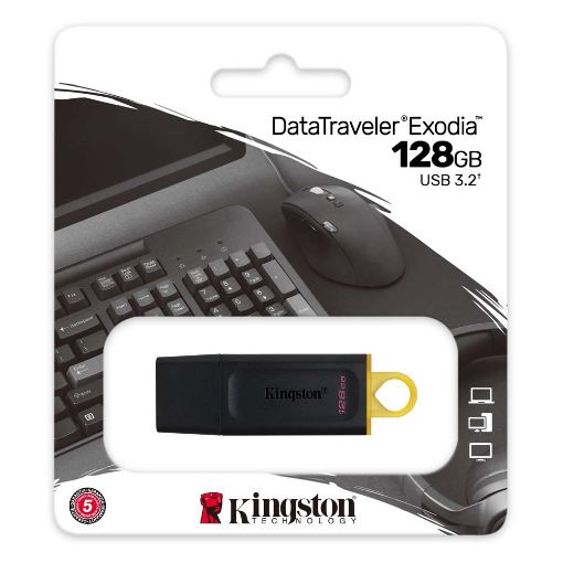 Εικόνα της Kingston DataTraveler Exodia 128GB USB 3.2 Flash Drive Black-Yellow DTX/128GB