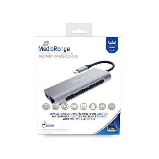 Εικόνα της USB Hub MediaRange USB Type-C 7-in-1 multiport Silver MRCS510