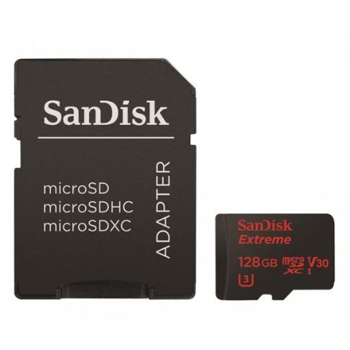 Εικόνα της Κάρτα Μνήμης MicroSDXC V30 U3 Sandisk Extreme A2 128GB + SD Adapter for Action Cams and Drones SDSQXA1-128G-GN6AA