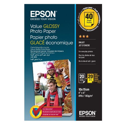 Εικόνα της Φωτογραφικό Χαρτί Epson A6 Value Glossy 183g/m² 2x20 Φύλλα C13S400044