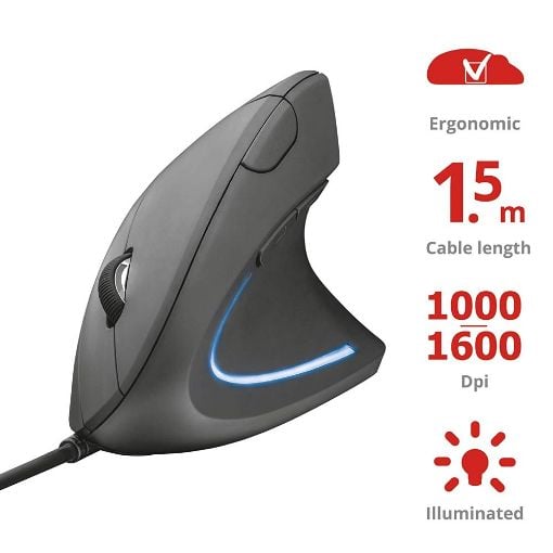Εικόνα της Ποντίκι Trust Verto Ergonomic 22885