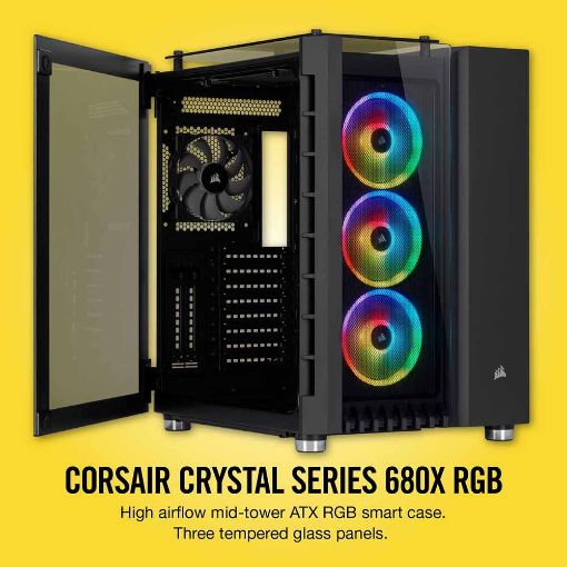 Εικόνα της Corsair Crystal Series 680X RGB Tempered Glass Black CC-9011168-WW