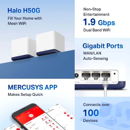 Εικόνα της Access Point Mercusys Halo H50G AC1900 Whole Home Mesh Wi-Fi System (2-Pack)