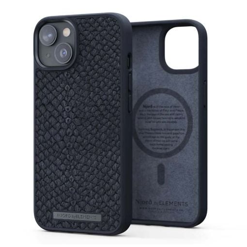 Εικόνα της Θήκη Njord by Elements Salmon Leather for iPhone 14 (6.7) Black NA42SL00