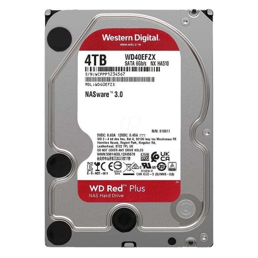 Εικόνα της Εσωτερικός Σκληρός Δίσκος NAS Western Digital Red Plus 4TB 3.5" SATA III 256MB 5400rpm WD40EFPX