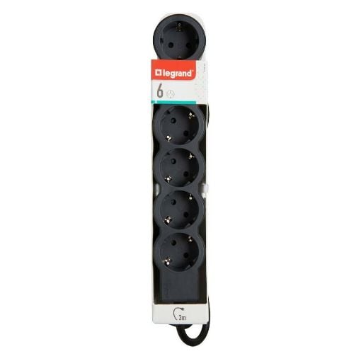 Εικόνα της Πολύπριζο Legrand 6 Θέσεων 1.5m Black/Dark Grey 694566