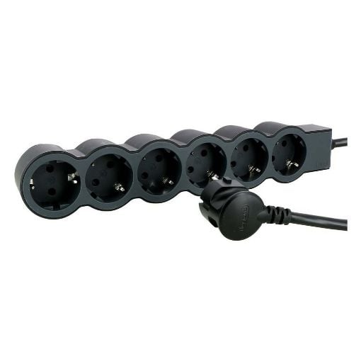 Εικόνα της Πολύπριζο Legrand 6 Θέσεων 1.5m Black/Dark Grey 694566