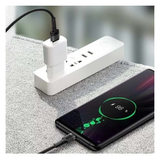 Εικόνα της Καλώδιο Baseus Cafule USB-A to USB-C SuperCharge Braided 5Α 1m Black/Gray CATKLF-PG1