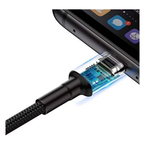 Εικόνα της Καλώδιο Baseus Cafule USB-A to USB-C SuperCharge Braided 5Α 1m Black/Gray CATKLF-PG1