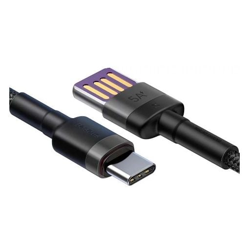 Εικόνα της Καλώδιο Baseus Cafule USB-A to USB-C SuperCharge Braided 5Α 1m Black/Gray CATKLF-PG1