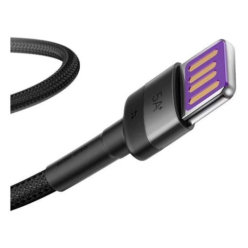 Εικόνα της Καλώδιο Baseus Cafule USB-A to USB-C SuperCharge Braided 5Α 1m Black/Gray CATKLF-PG1