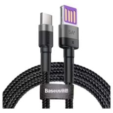 Εικόνα της Καλώδιο Baseus Cafule USB-A to USB-C SuperCharge Braided 5Α 1m Black/Gray CATKLF-PG1