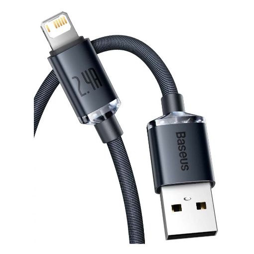 Εικόνα της Καλώδιο Baseus Crystal Shine USB-A to Lightning Braided 2.4Α 2m Black CAJY000101