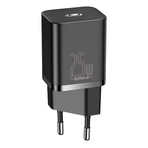 Εικόνα της Φορτιστής Baseus Super Si 1C USB-C με Καλώδιο USB-C 1m PD 25W Black TZCCSUP-L01
