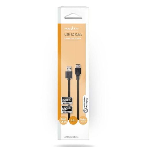 Εικόνα της Καλώδιο Προέκτασης USB 2.0 Nedis 2m Black CCGB60010BK20