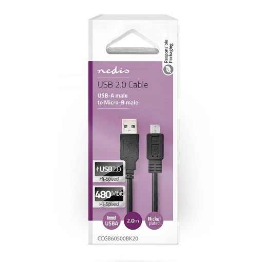 Εικόνα της Καλώδιο Nedis USB 2.0 to Micro USB AM/BM 2m Black CCGB60500BK20