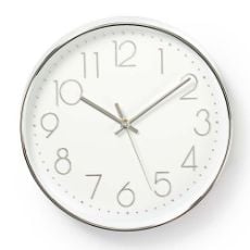 Εικόνα της Πλαστικό Ρολόι Τοίχου Nedis 30cm White/Silver CLWA015PC30SR