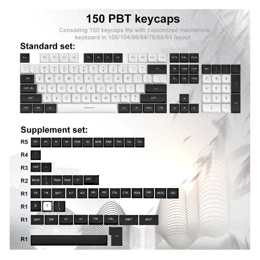 Εικόνα της Redragon A132 CSA PBT Keycaps Black/White (US)