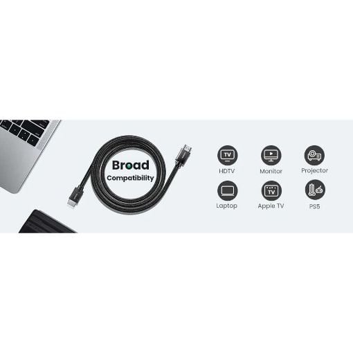 Εικόνα της Καλώδιο Ugreen HD135 HDMI 2.1 Braided 2m 8K/60Hz Black 70321