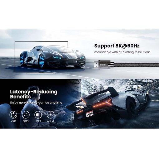 Εικόνα της Καλώδιο Ugreen HD135 HDMI 2.1 Braided 2m 8K/60Hz Black 70321