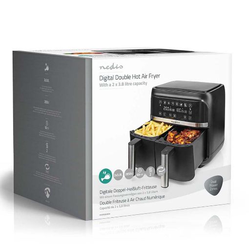 Εικόνα της Φριτέζα Αέρος Nedis 2 x 3.8Lt 2850W Black KAAFD350EBK